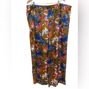 Mod Tropical Floral Wide Leg Palazzo Pants Women’s Size 2XL Resort Beach